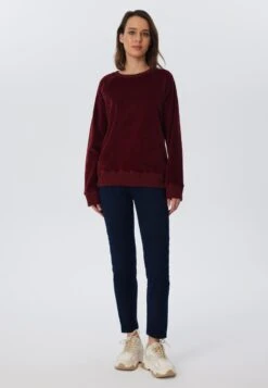 Nicki Cord Damen Sweatshirt Aus Bio-Baumwolle - Bordeaux -MELA Geschaft weinroter Pulli Leela Cotton 1278 030 1280x1280